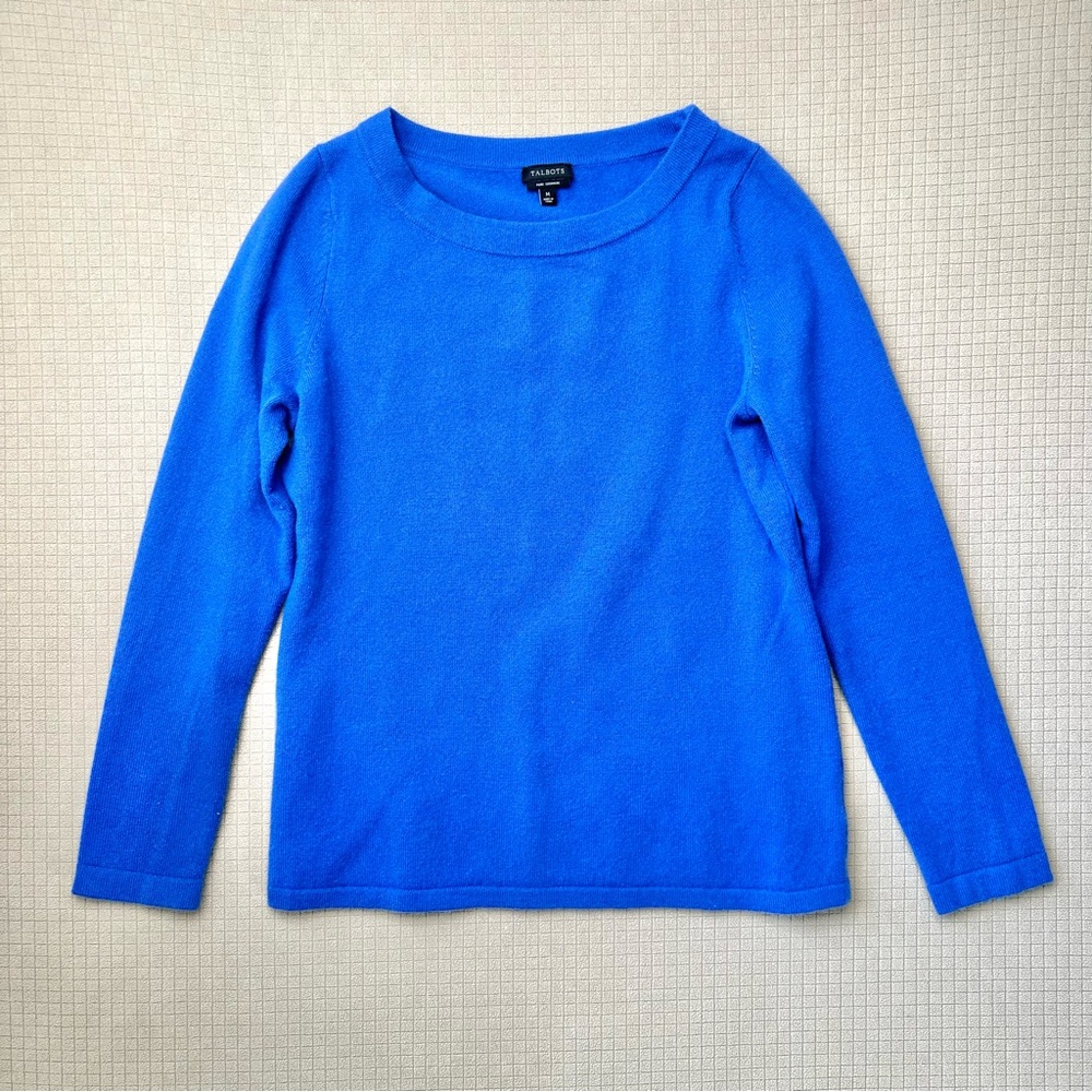 Talbots 100% Cashmere Sweater Women’s Size M Blue Pullover Crew Neck